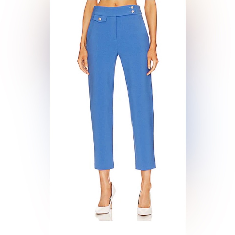 Veronica Beard Renzo Slim-Leg Crop Pants Trousers Bluebell Blue Sz 8